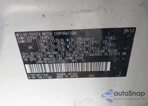2013 Toyota Rav4 Le from USA, damaged, VIN JTMZFREV6DD022565